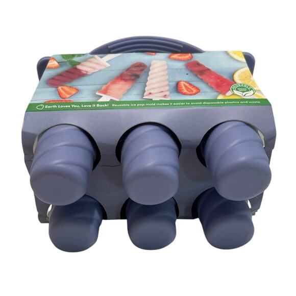 GOURMET Purple Spiral Ice Pop Molds Drip Free Sticks Makes 6 Popsicles - Picture 2 of 4